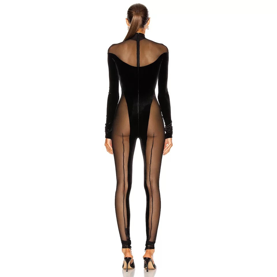 KALMIO Mesh Velvet Jumpsuit – LGQueen